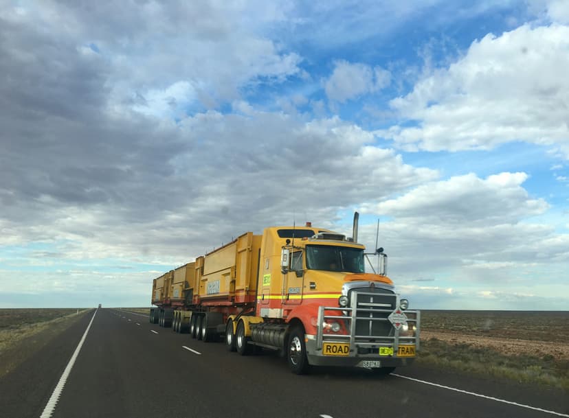 White semi-truck on a sunny road